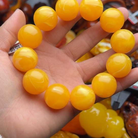 琥珀（花珀）手串未镶嵌蜜蜡