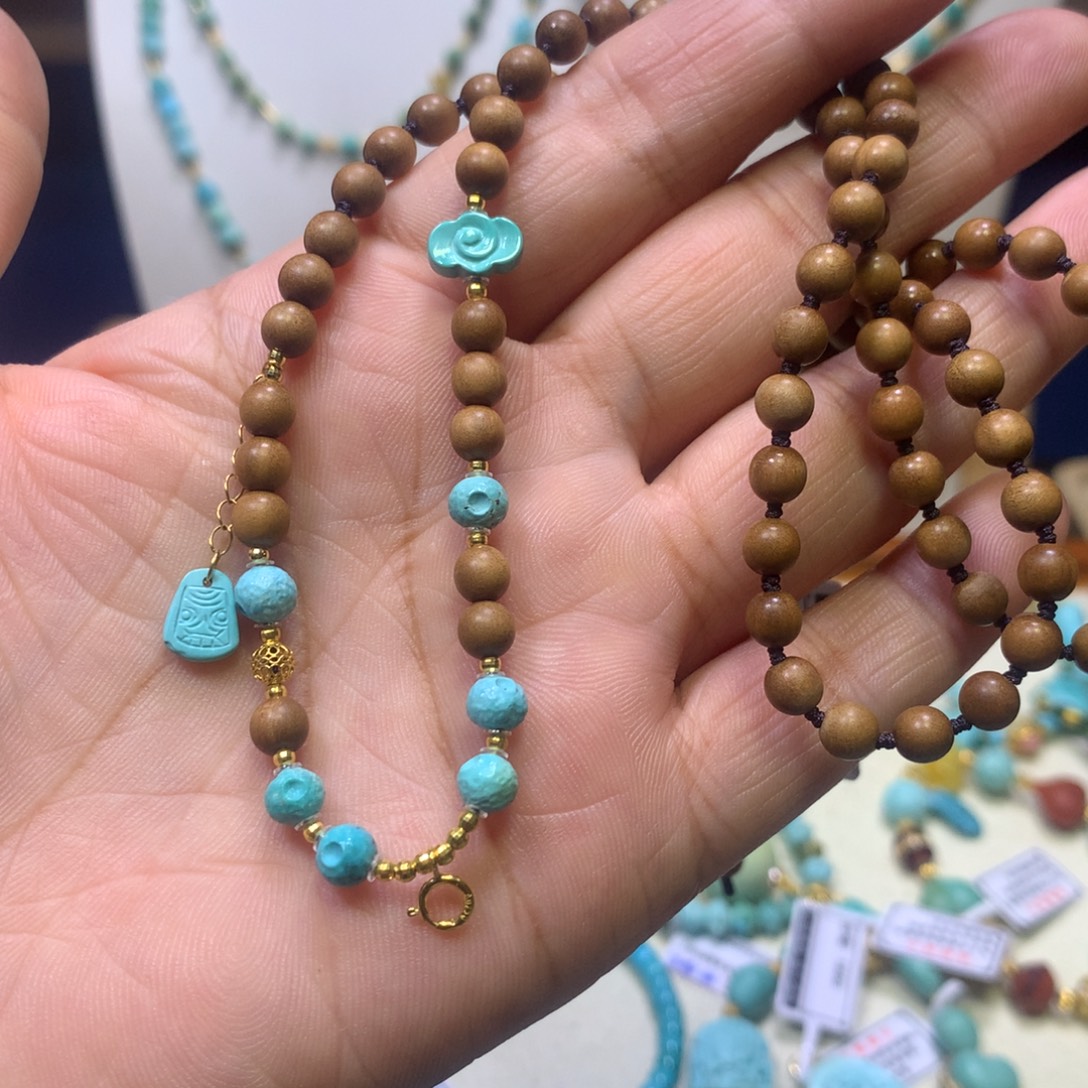 绿松石18K金镶嵌万能链