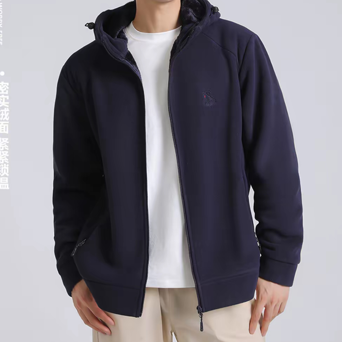 【850克加绒加厚】男士新款澳洲一体绒户外防风保暖连帽款外套运动