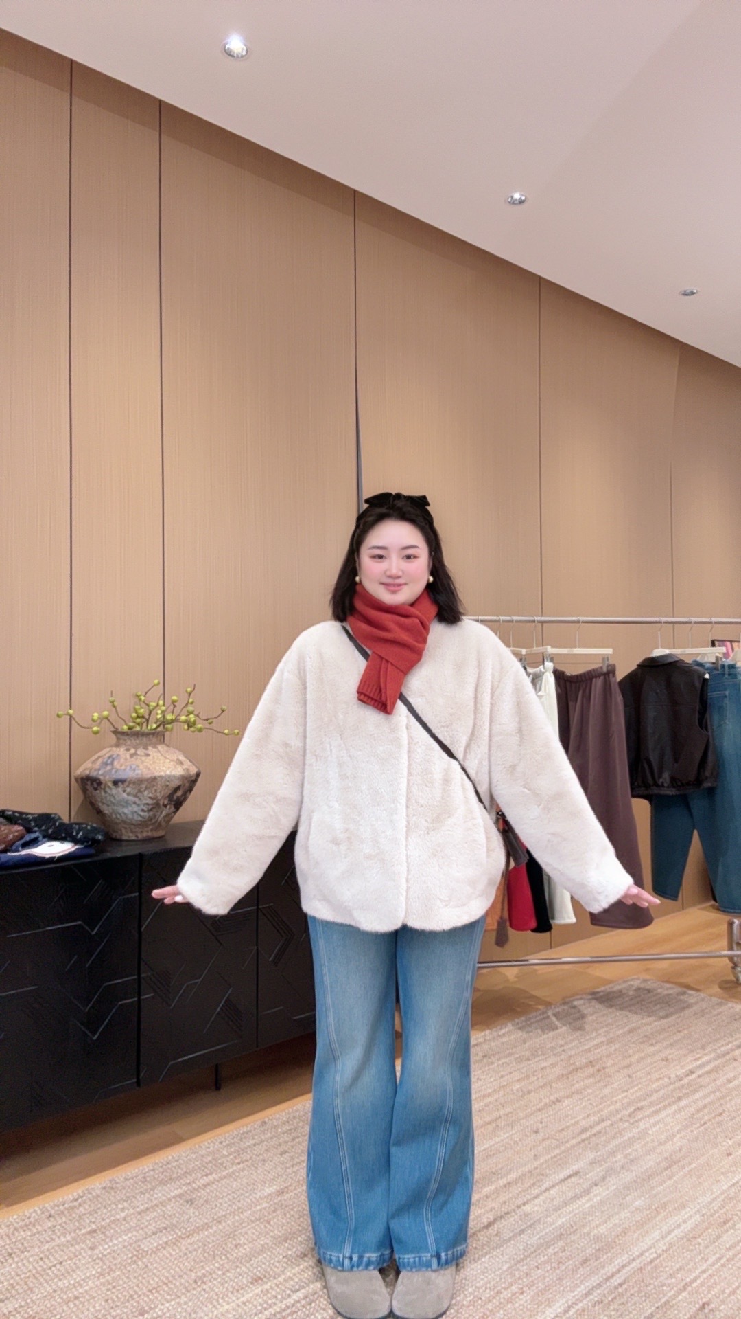 人造皮草 TAOJIA FAMILY【绒毛外套】圆领加厚气质大码皮草H0001