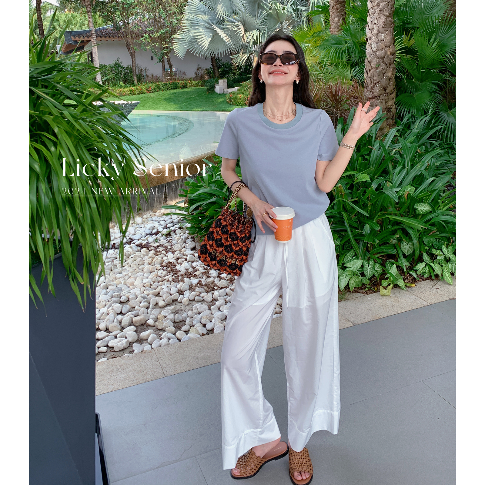 LICKYSENIOR Must have 品质线 通勤tee恤女夏季休闲纯色休闲短袖