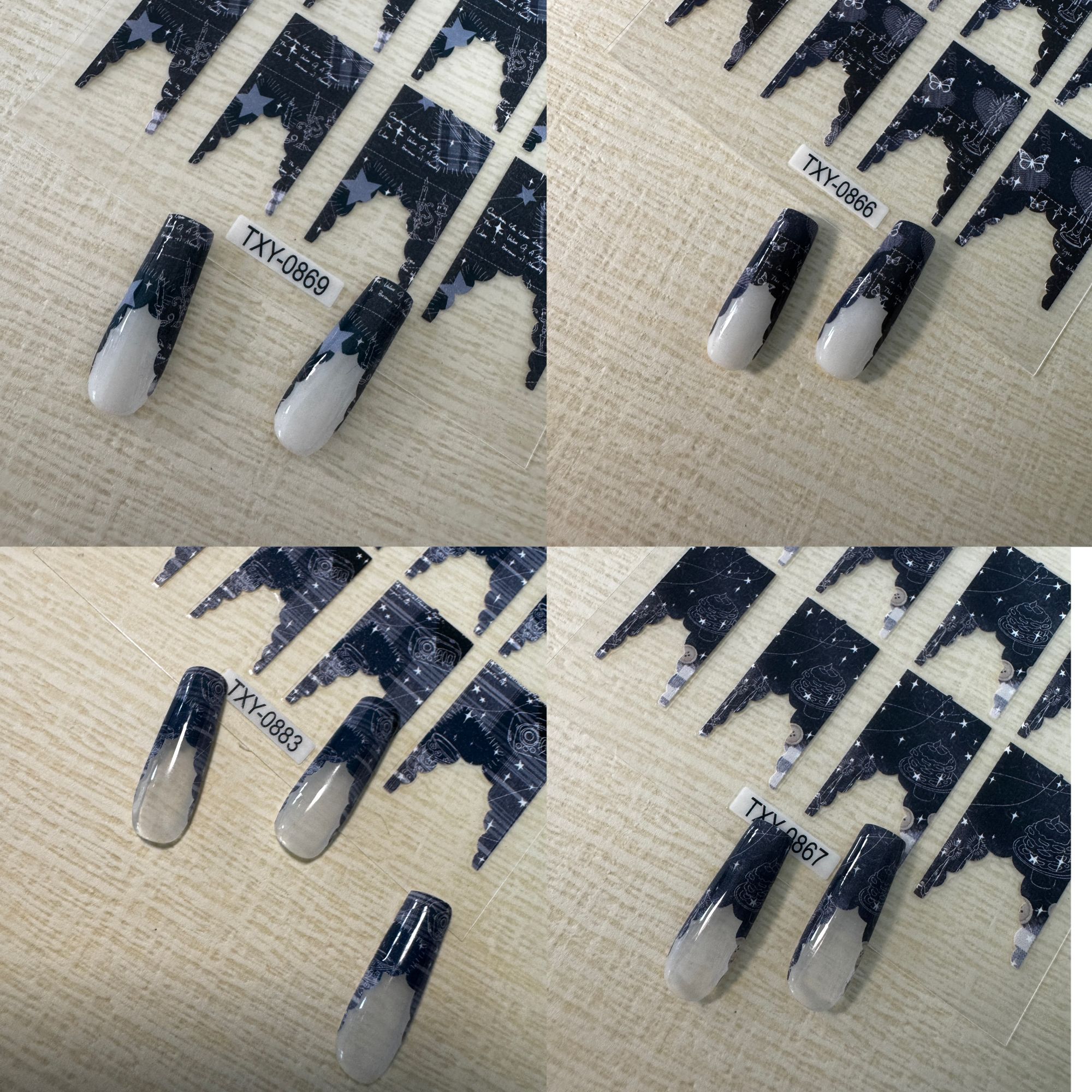 【A-055】花边美甲贴纸手工迷你蓝色绿色灰色穿戴式磨砂通用时尚