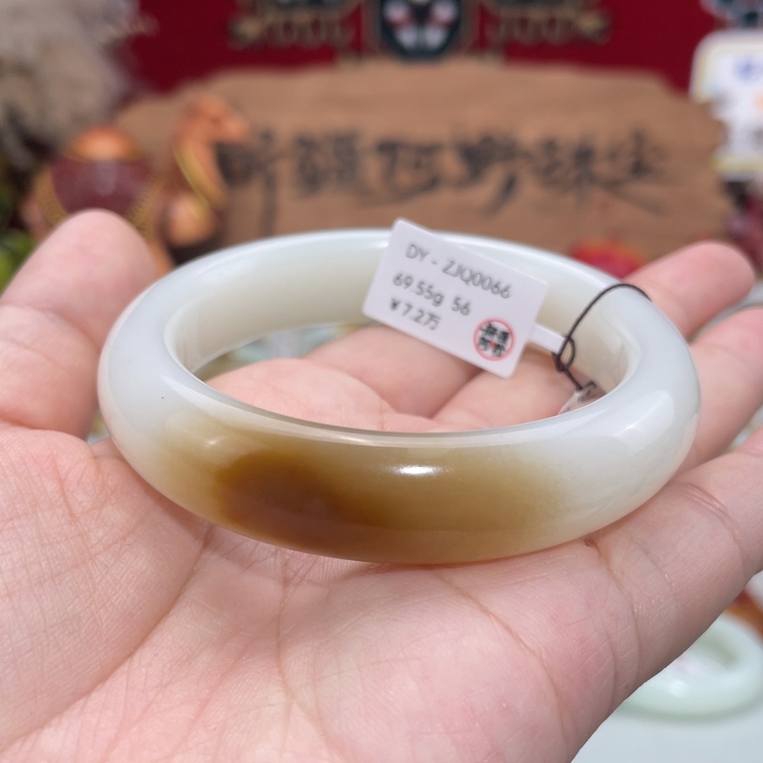 未镶嵌手镯和田玉新疆羊脂白玉一口糖56#天然和田玉女款手镯