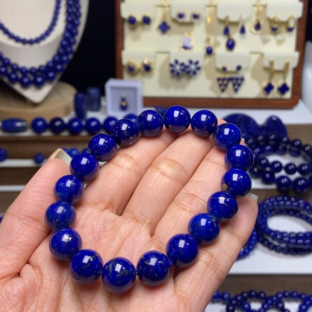 青金石未镶嵌老矿 多金手串11.8mm