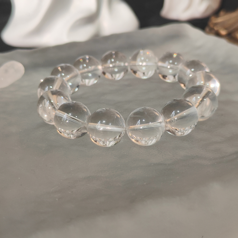 白水晶圆珠单圈约14-15mm