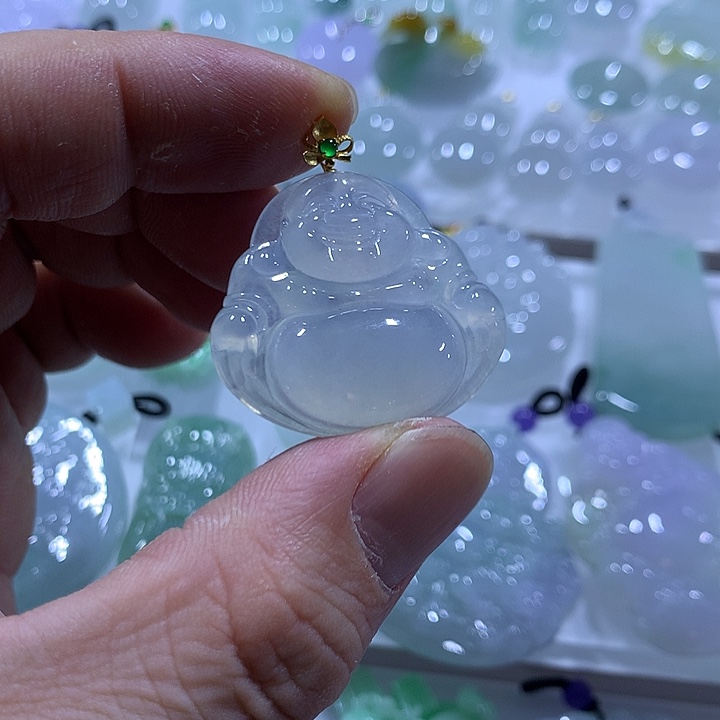 翡翠18K金镶嵌颈饰天然翡翠Ａ货吊坠