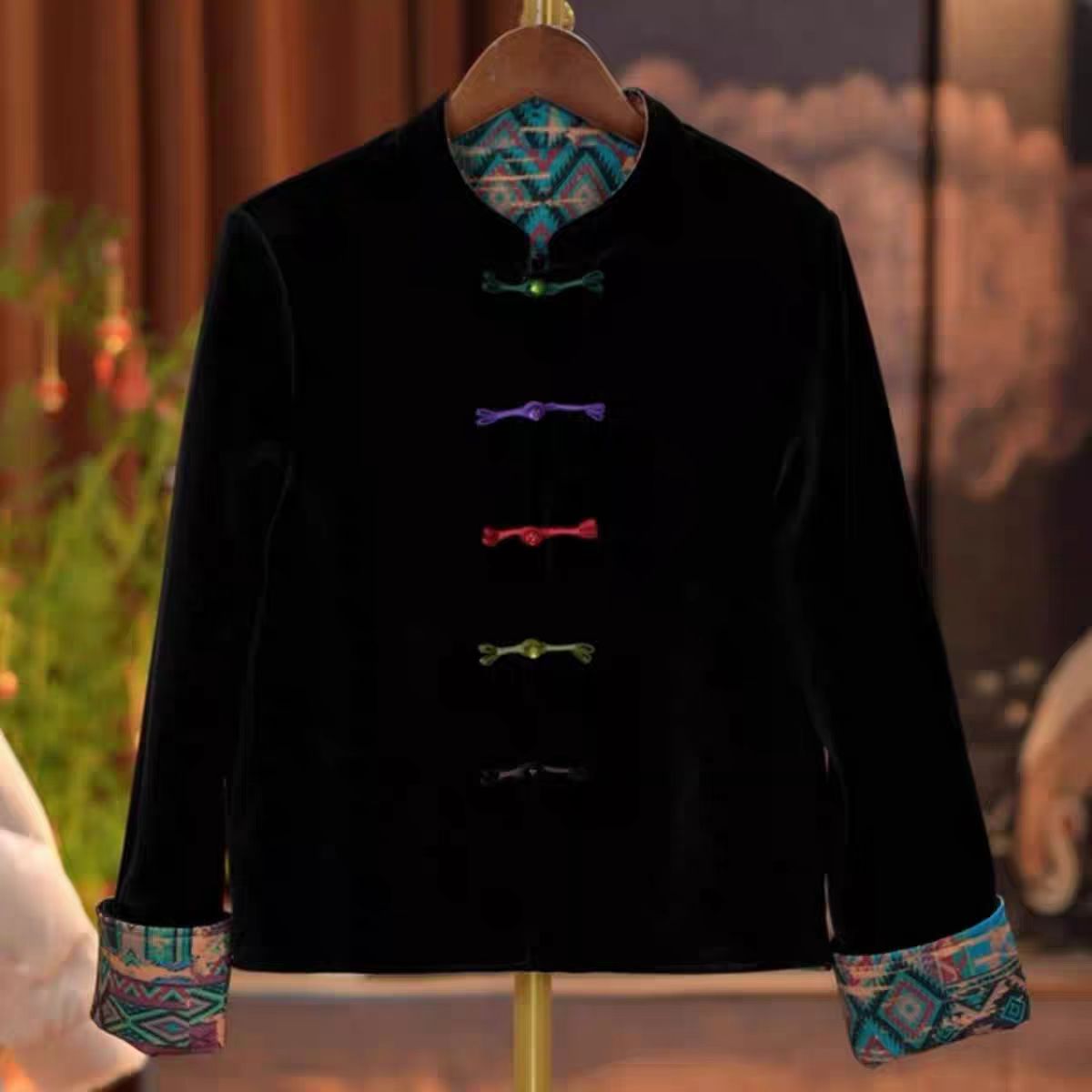 新中式国风设计感黑色双面穿盘扣显瘦上衣2025春秋新款气质服饰