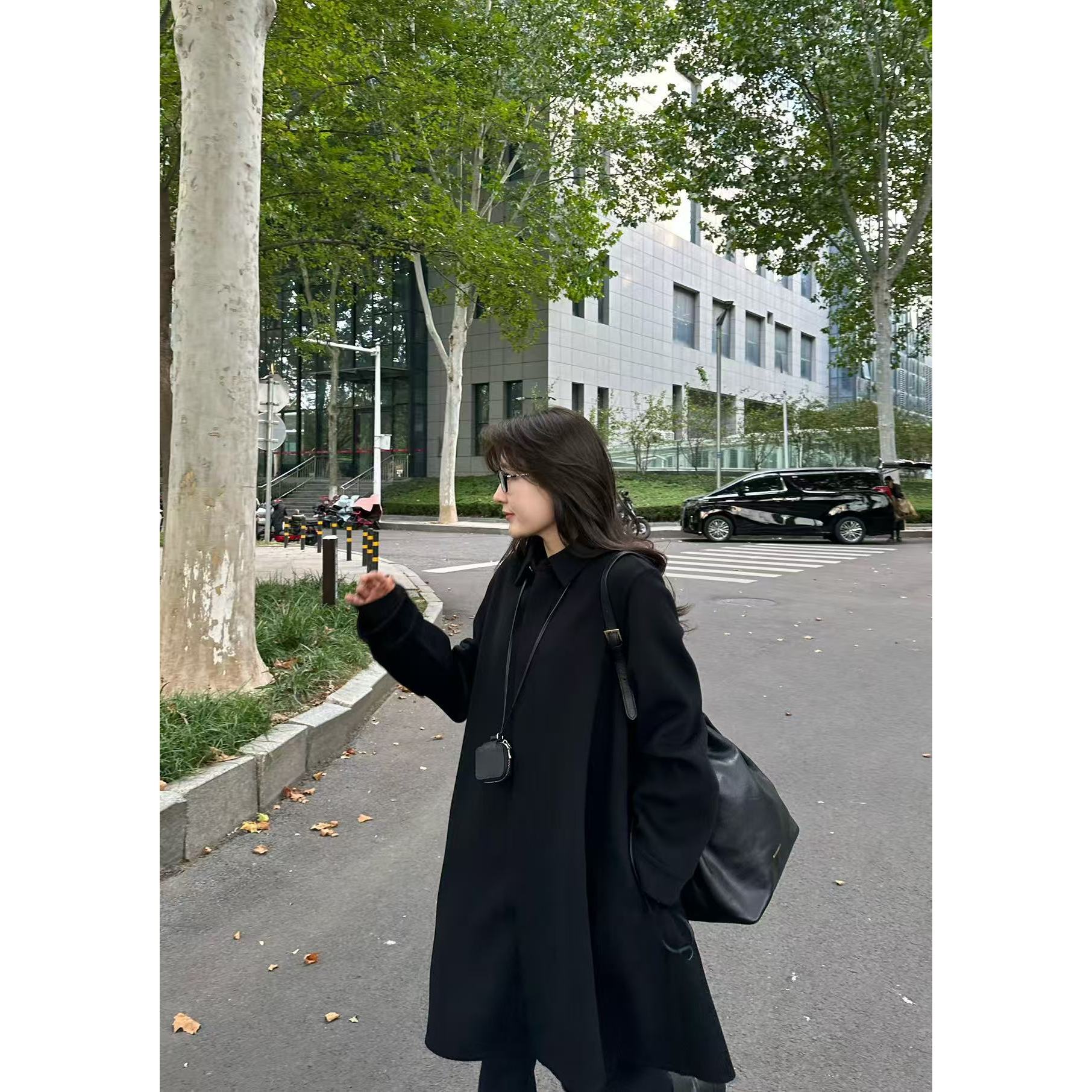 赫本风羊毛大衣1020