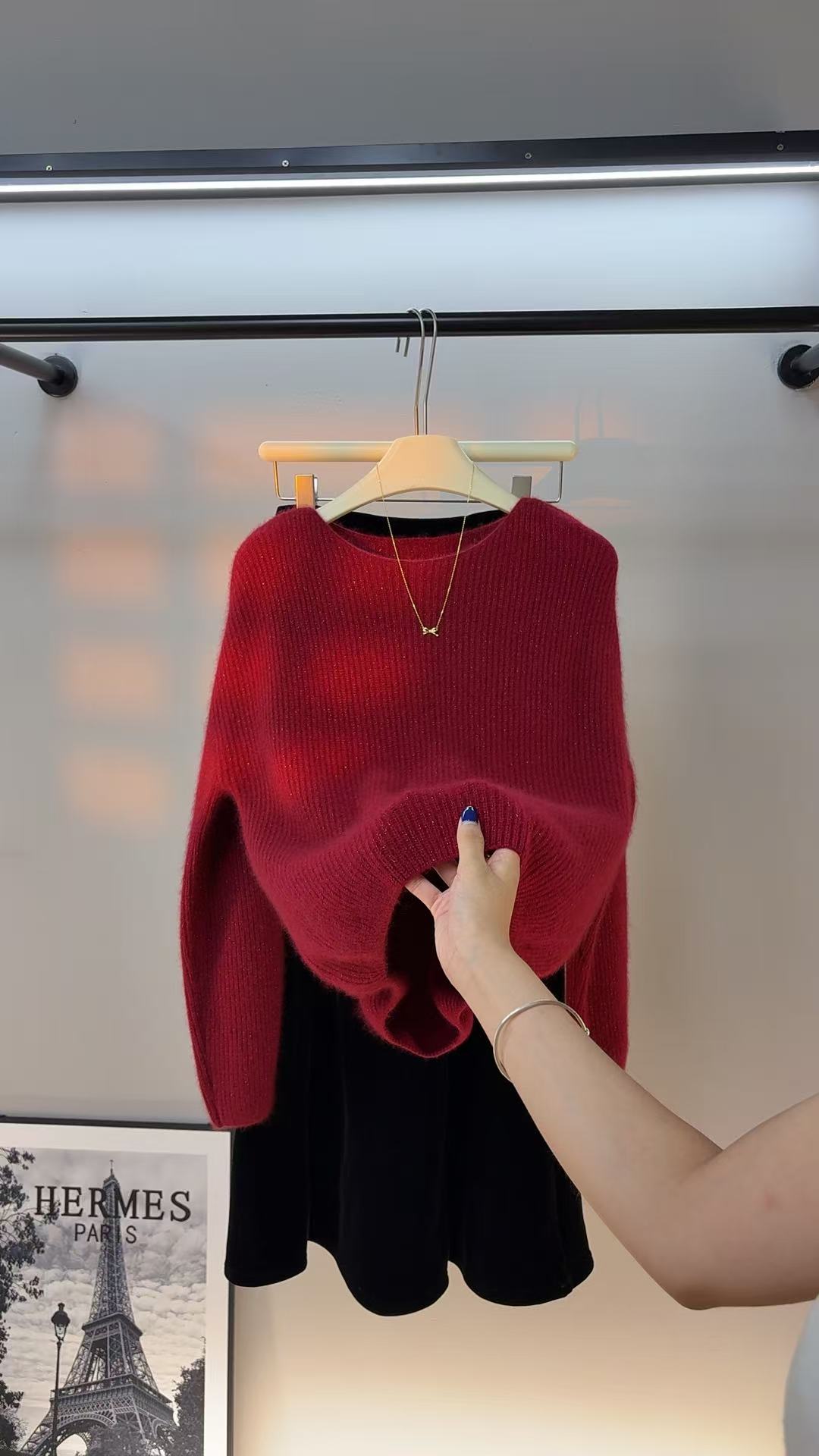 【66】小一字领保暖百搭山羊绒羊毛衫宽松秋冬气质冬季yp