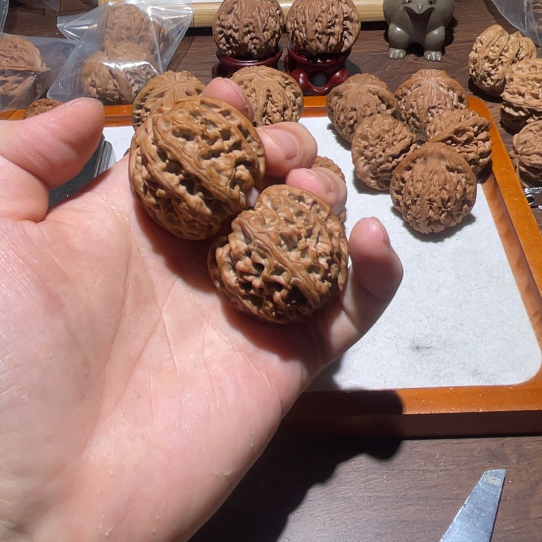 来***鹤文玩核桃把件40全品苹果