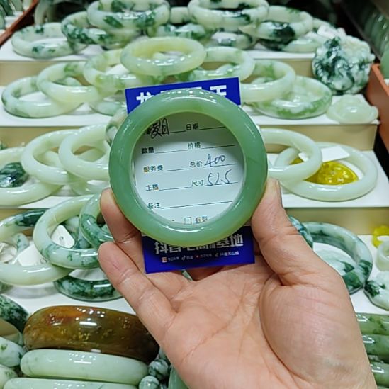 夏***草透闪石-蛇纹石玉未镶嵌手镯