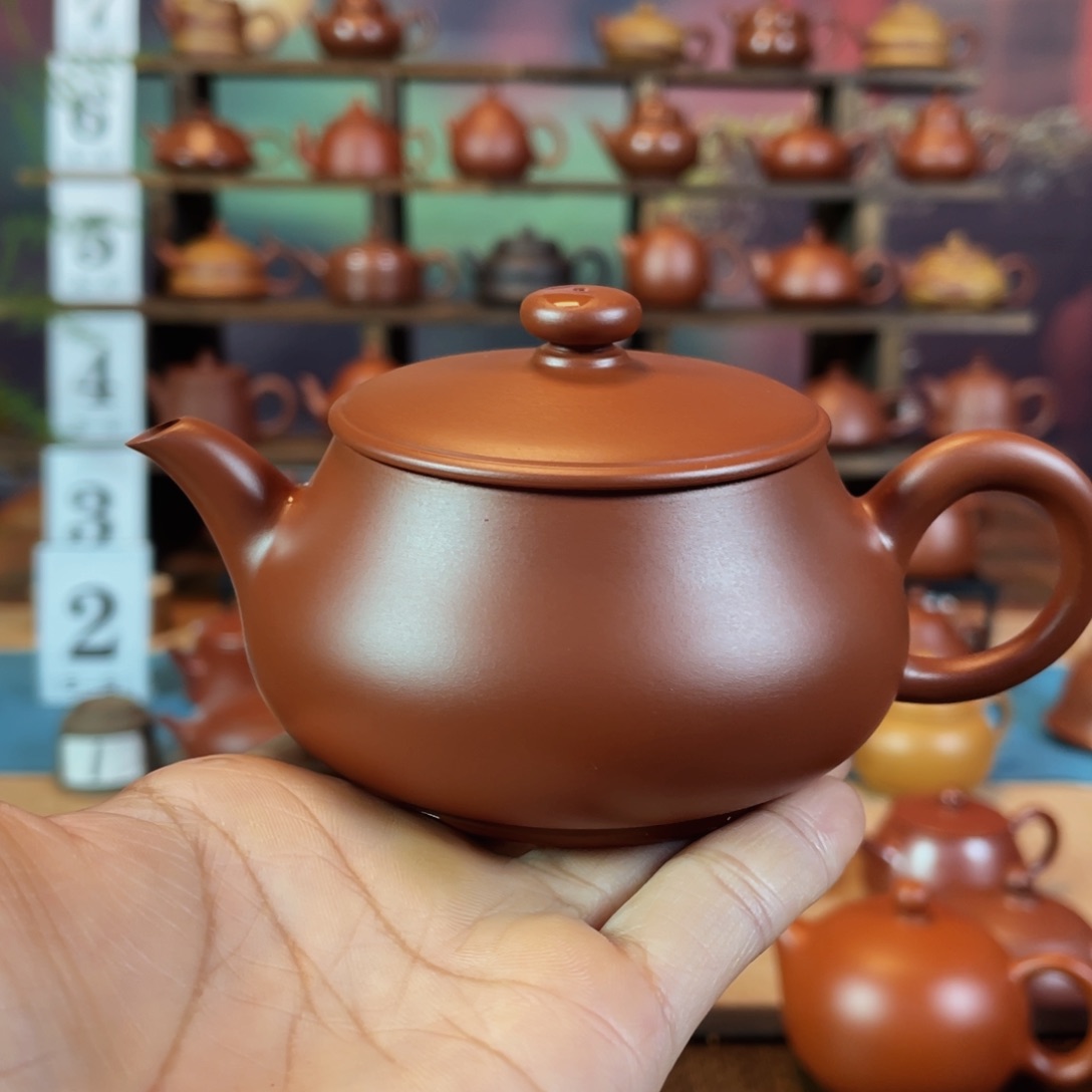 茶壶紫砂?****?潮州手工手拉朱泥明炉壶