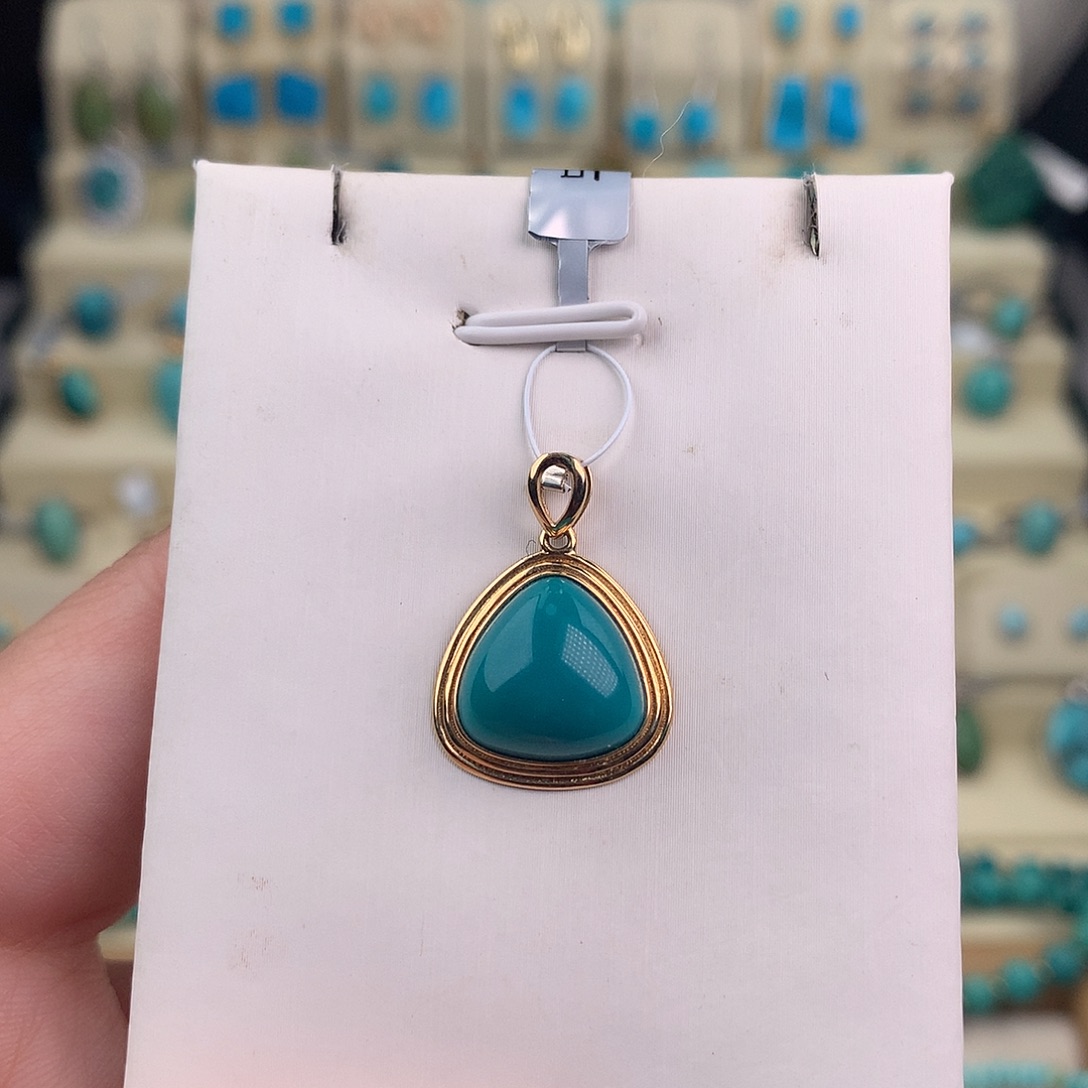 绿松石18K金镶嵌吊坠(不含链)