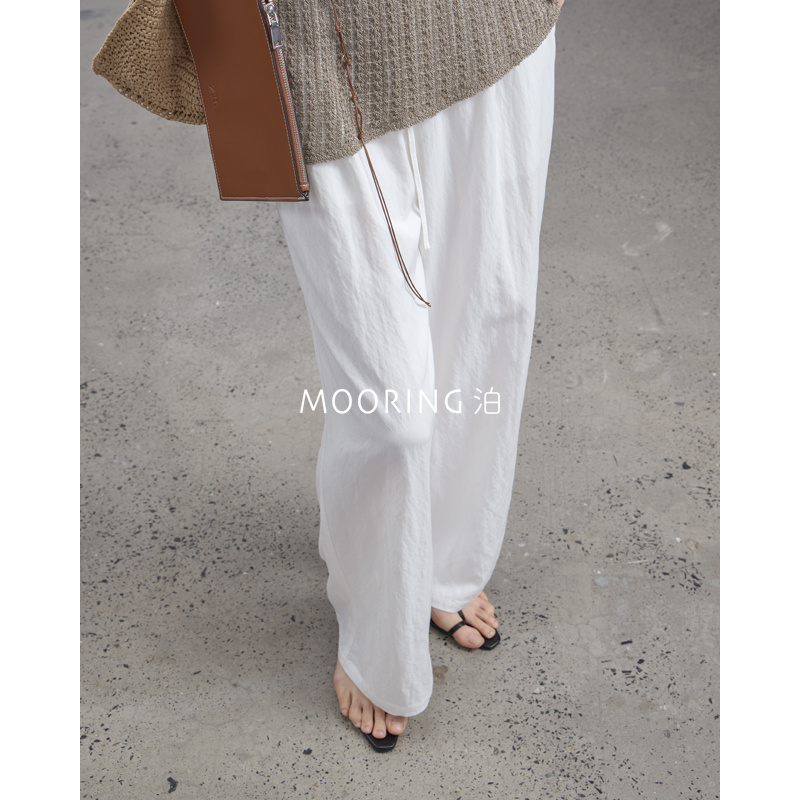 【MOORING泊】复古慵懒宽松直筒阔腿裤松紧腰百搭长裤女KZ301016
