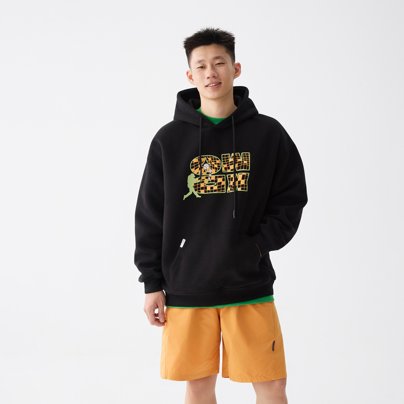 OWOX 经典logo网球运动印花连帽卫衣女2025新款秋季宽松帽衫上衣