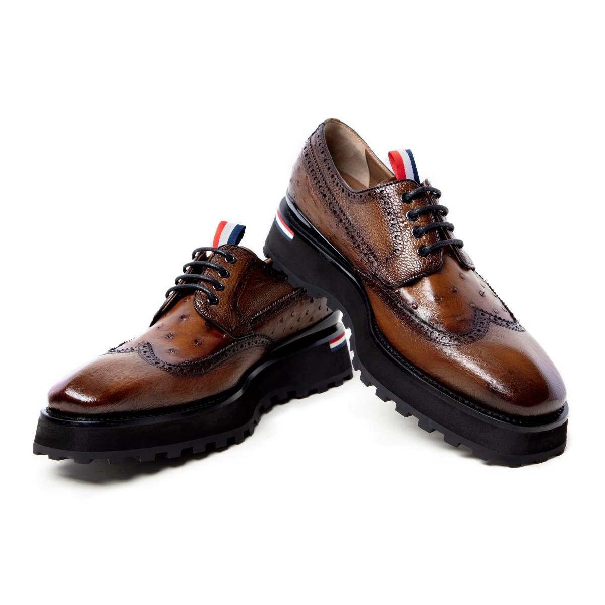 【翼龙鸵鸟】LEIZILEI进口南非鸵鸟皮手工擦色轻奢商务正装休闲鞋