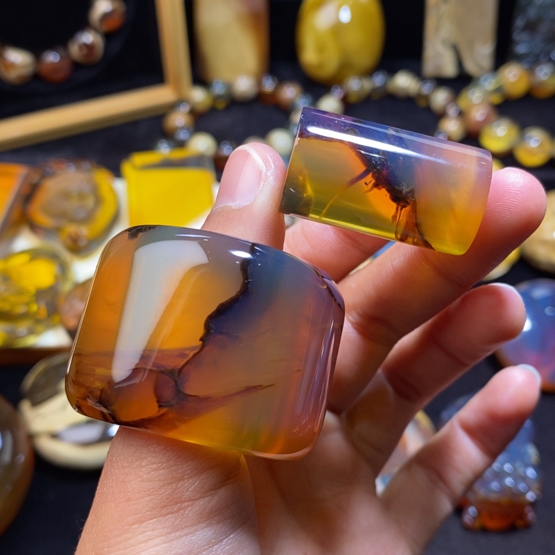 琥珀颈饰未镶嵌内径20mm一套42.3克