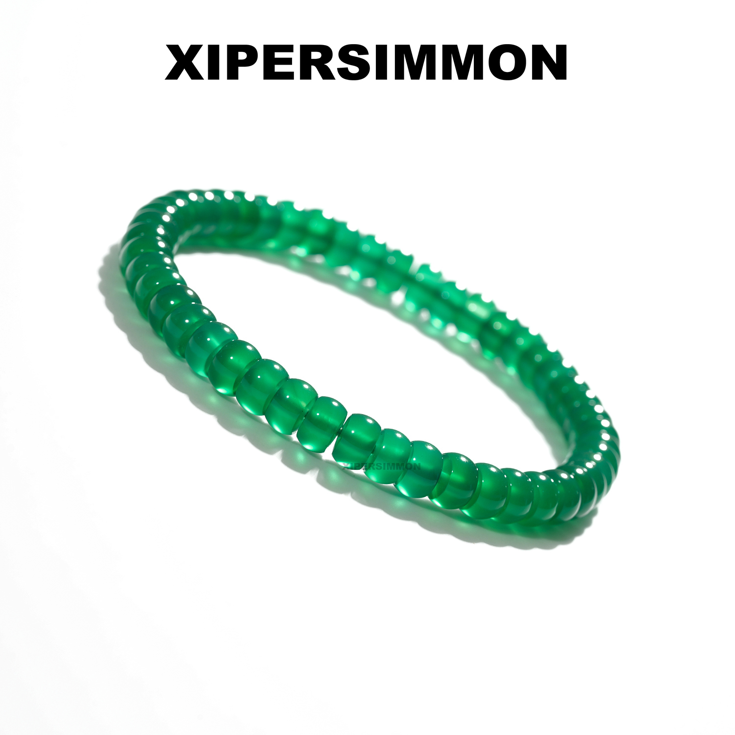 6m天然绿玛瑙手串冰透辣阳绿精工文玩叠戴精致配饰珠串个性素圈