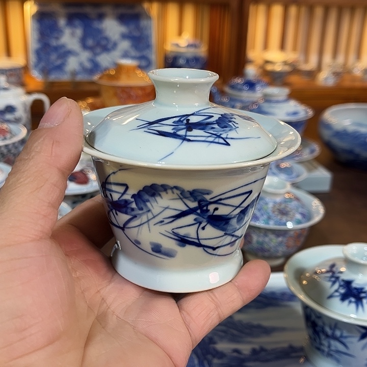 錡镇堂手工手绘盖碗