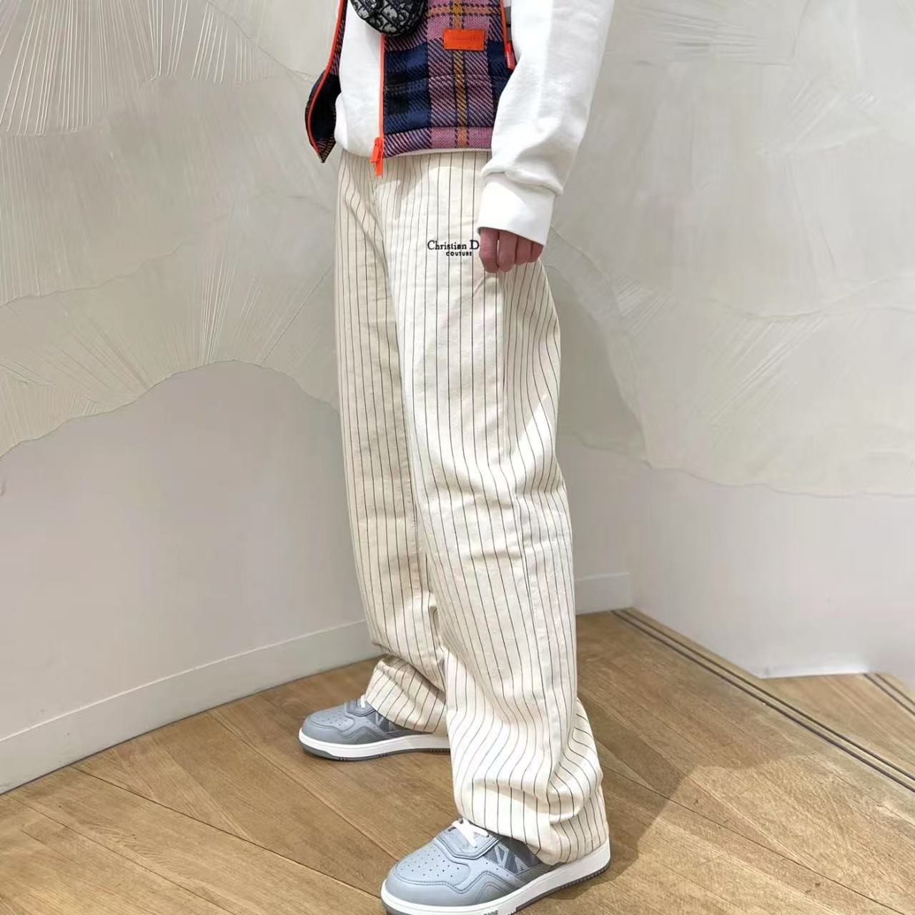 未使用 DIOR/迪奥 男士休闲商务气质宽松条纹牛仔裤