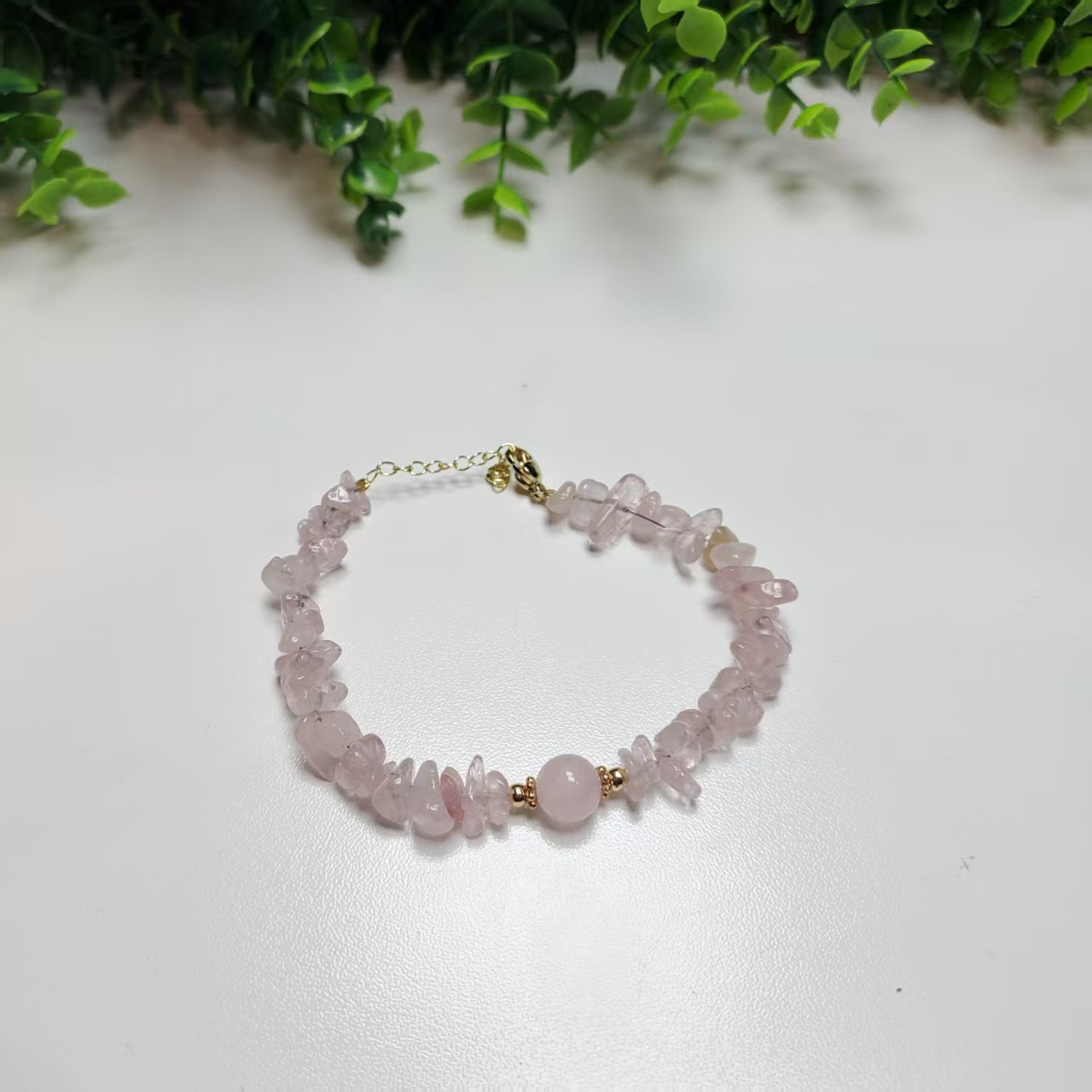 Q199【赵小姐】时尚百搭粉水晶碎石手链