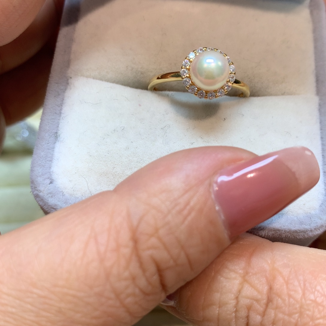 海水珍珠戒指银S925镶嵌