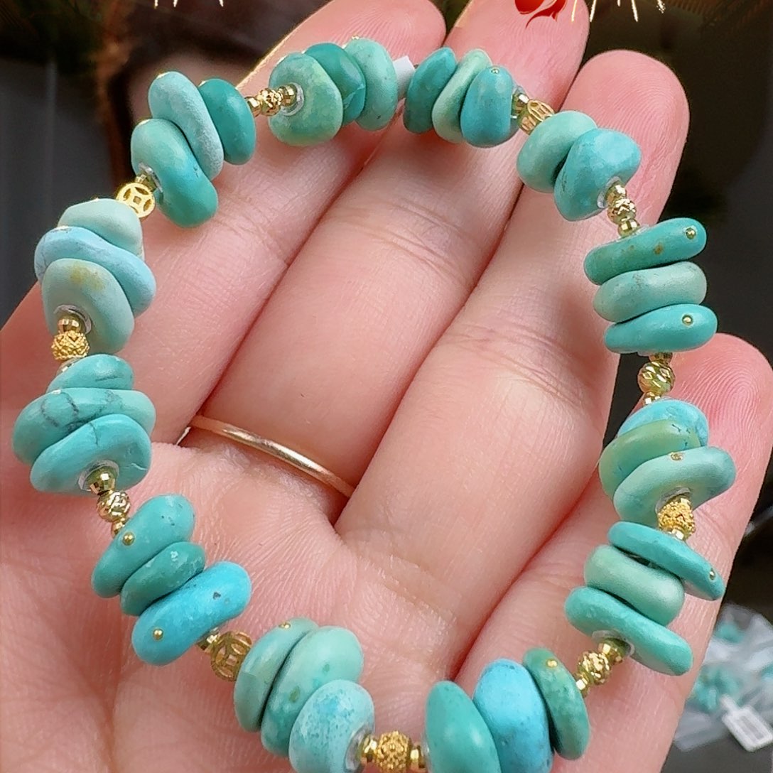 绿松石珠宝奇石18K金镶嵌