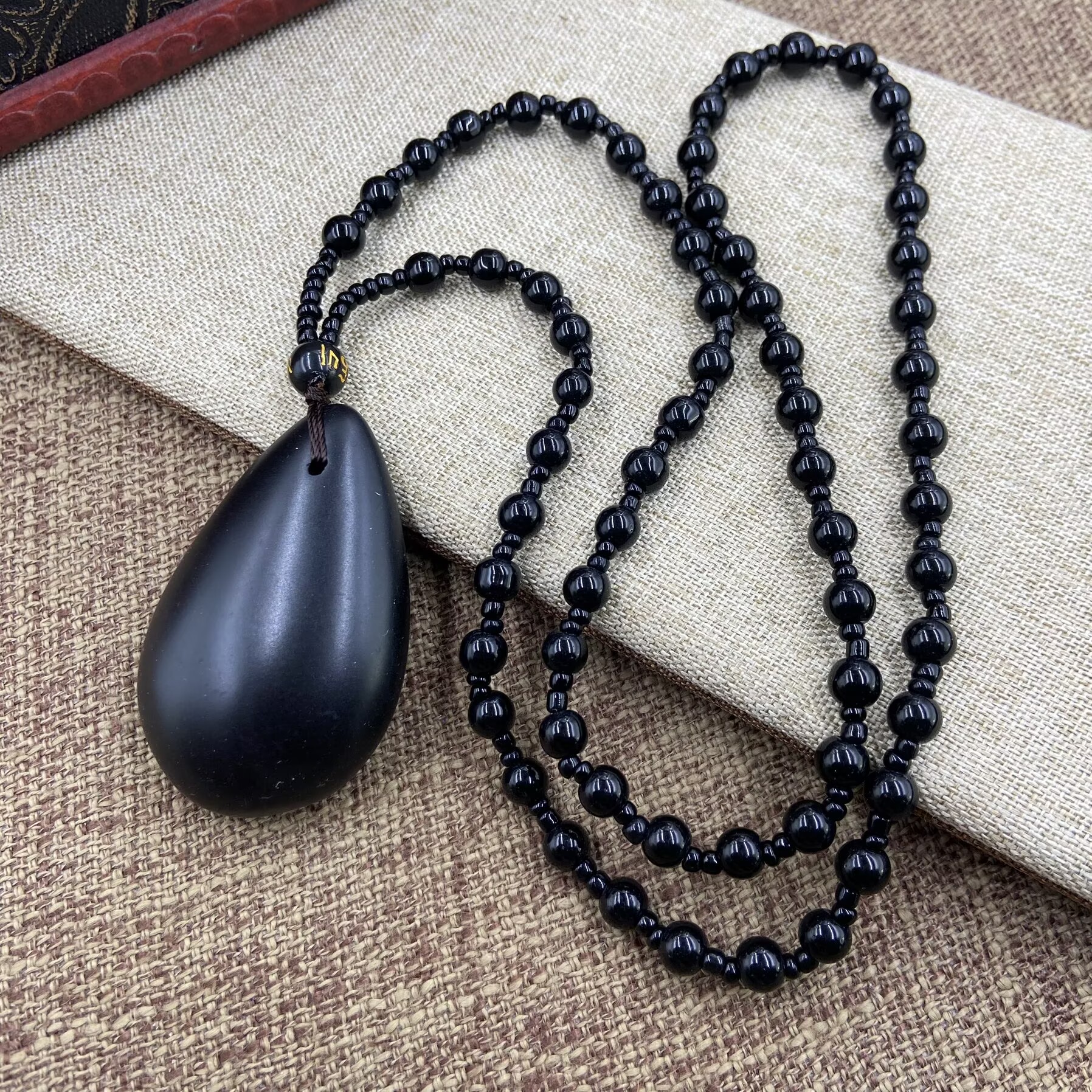 非金属珐琅吊坠 6161 精美黑色水滴项链百搭气质