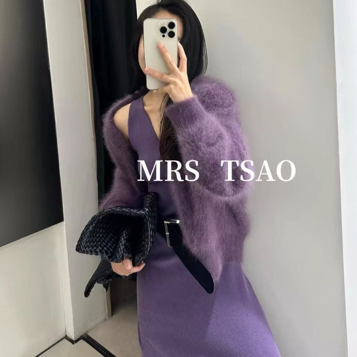 倾城】紫金拉毛 青果领两粒扣小开衫