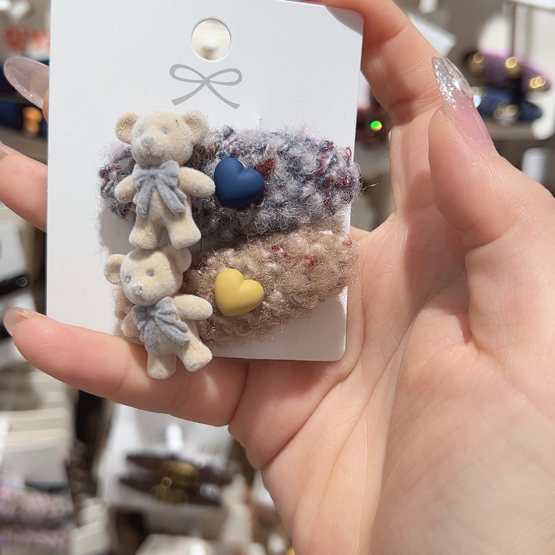 皮质铁合金拼色小熊鸭夹