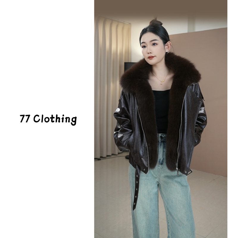 2025冬季新款可拆卸狐狸毛大毛领休闲气质宽松短款鹅绒服外套女