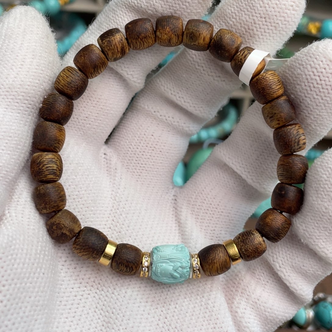 绿松石未镶嵌四不佛直切单圈