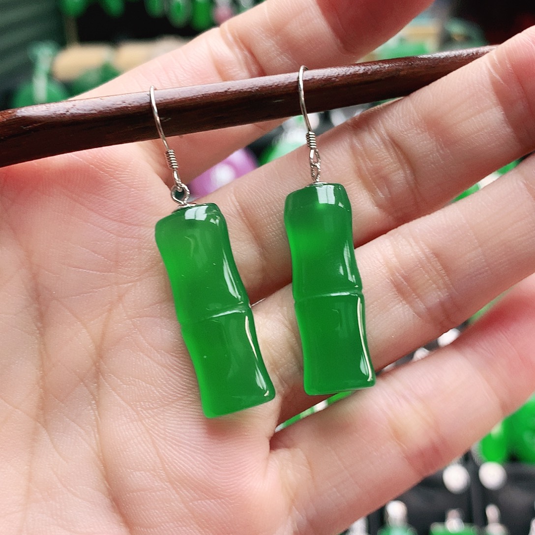 银S925镶嵌耳环玛瑙/玉髓