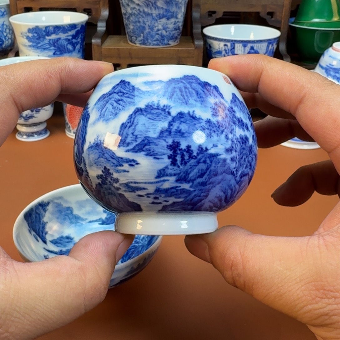 凯***斯杯子陶景德镇全手工手绘陶瓷