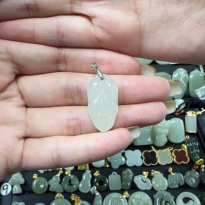 和田玉吊坠(不含链)银S925镶嵌