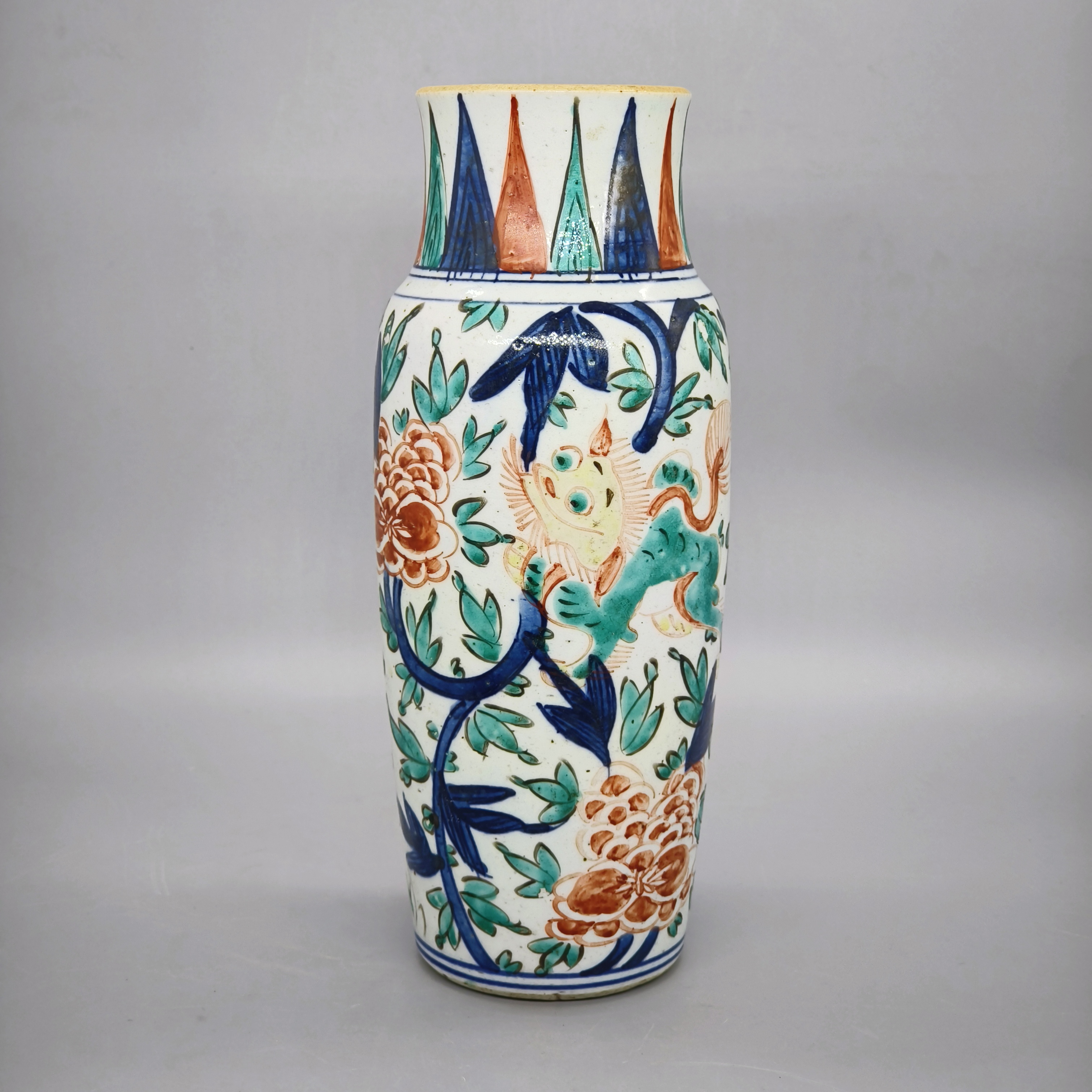 82501052*晚清青花五彩花卉纹瓶/瓷器八/江苏省文物总店