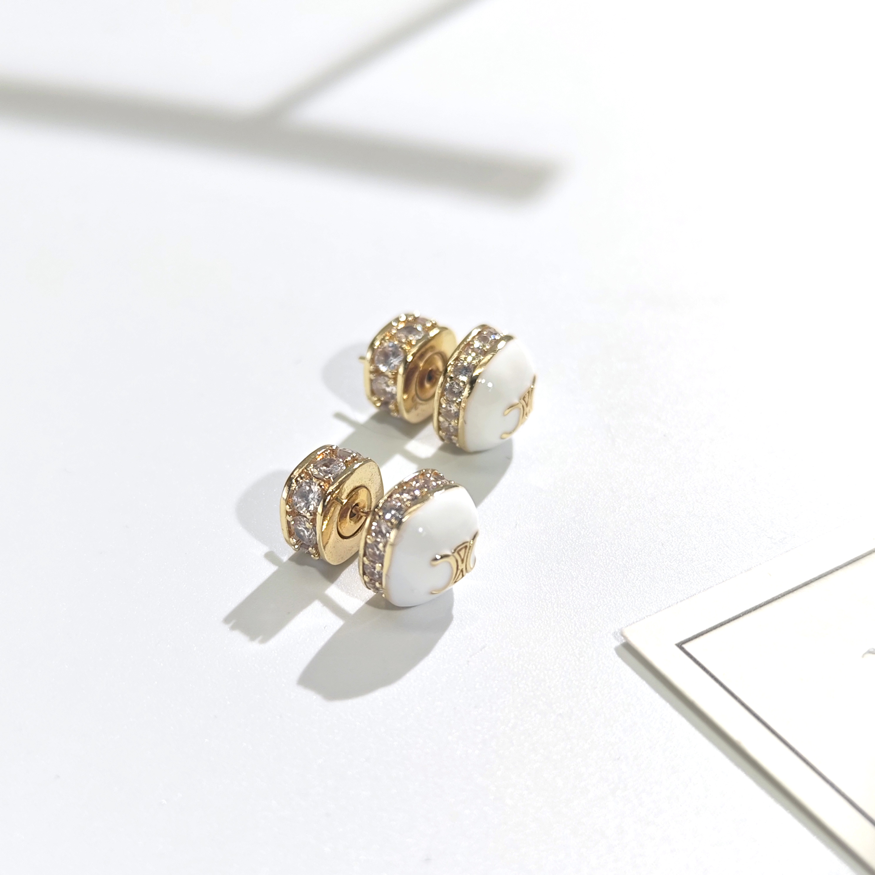 铜合金合成锆石耳饰 05148大淇原创潮流镶锆符号耳钉耳夹