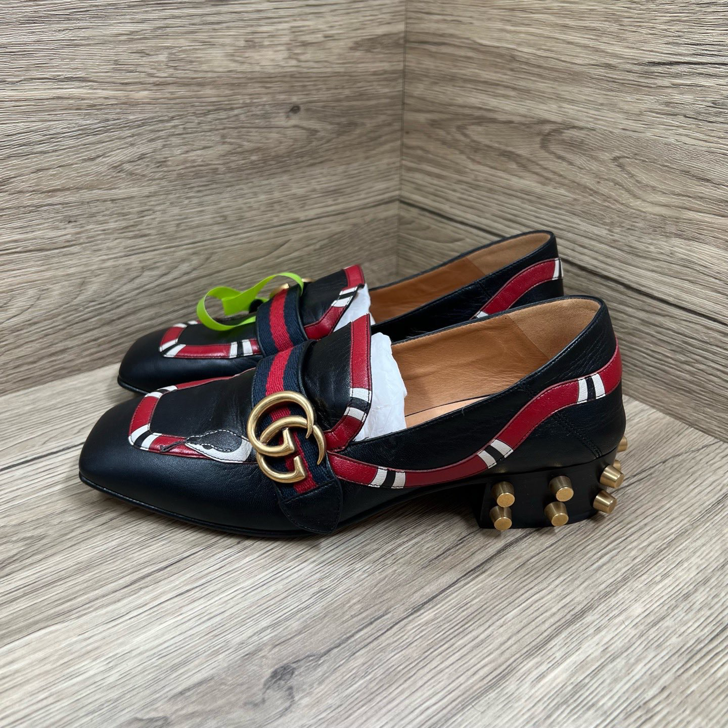 95新 GUCCI/古驰 金属双G酒神中跟鞋 37码/98新/无配件