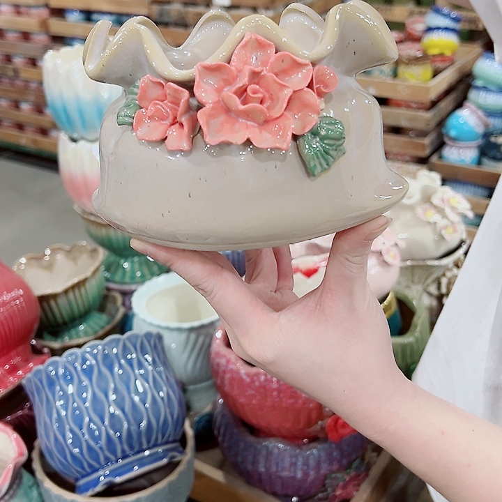 有孔，凑单福利满10元发货陶瓷多肉花盆！