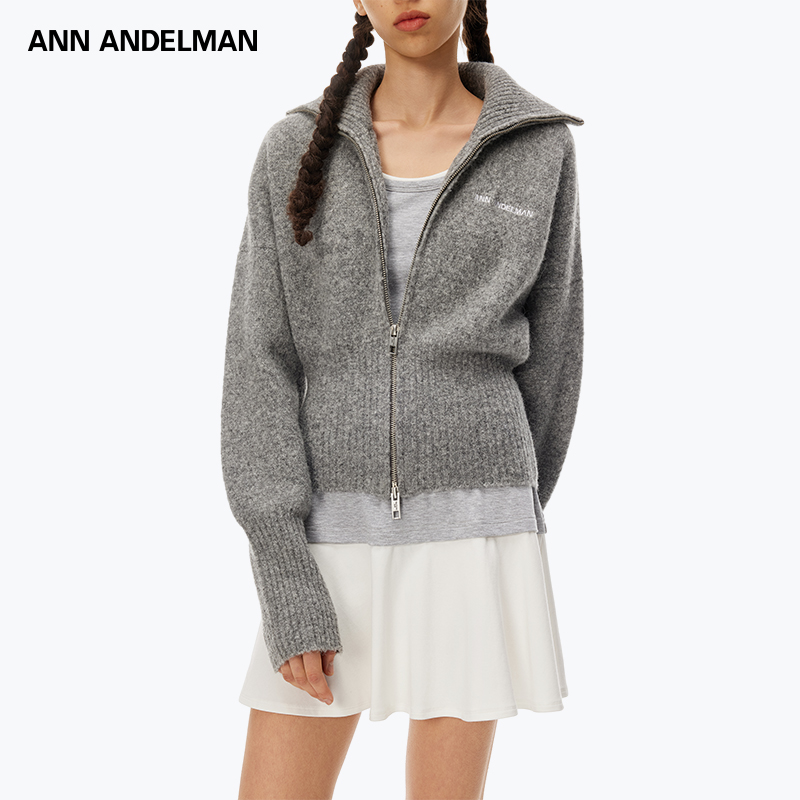 【商场同款】ANN ANDELMAN 25春夏短款时尚休闲针织开衫拉链毛衣