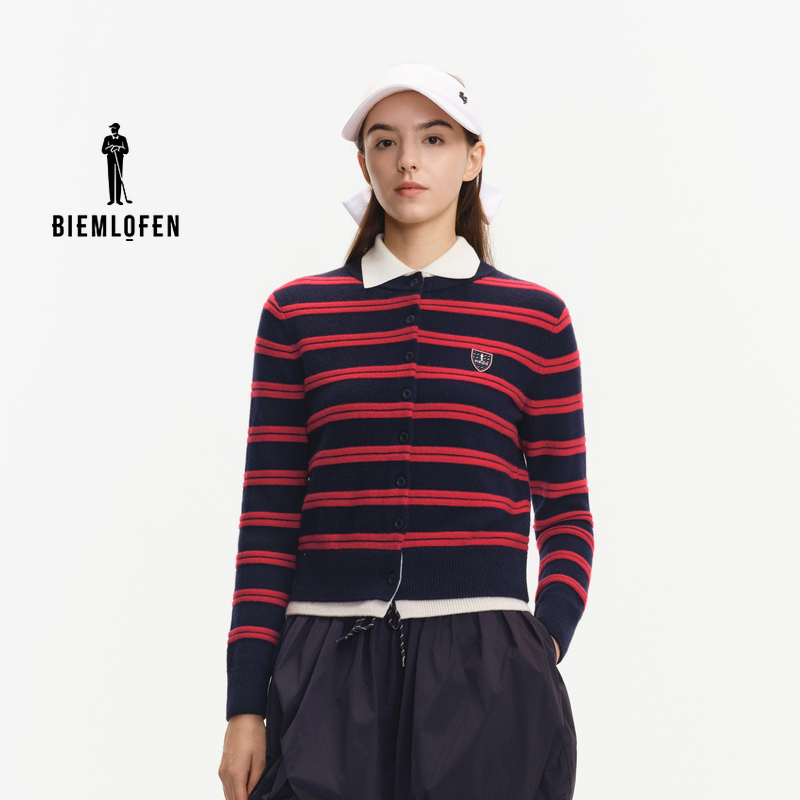 【哈佛联名】比音勒芬高尔夫秋新女装多功能羊毛针织外套夹克女