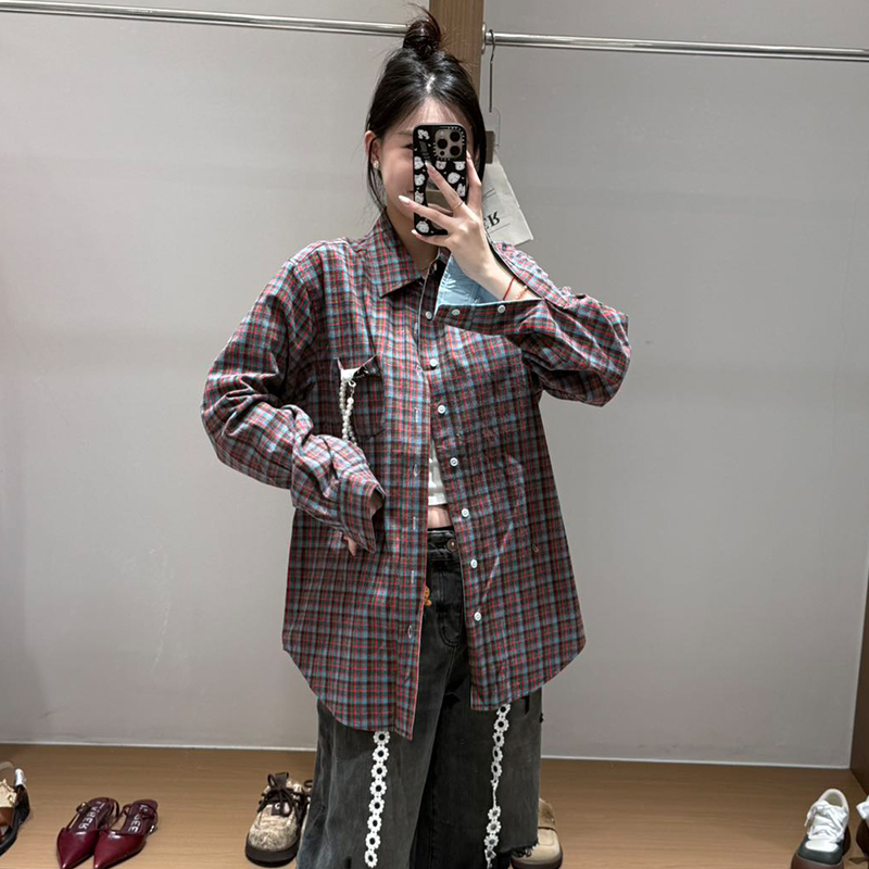 【现货】YANAG小格正反两穿衬衫衬衣纯棉时尚简约休闲高级长袖上衣