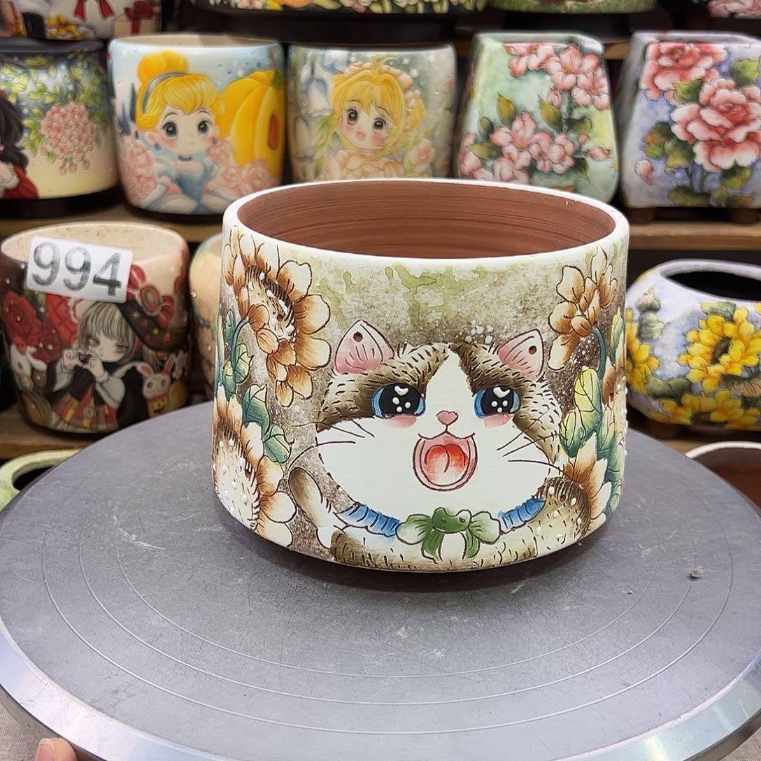 景德镇炫彩手绘口13.5高12