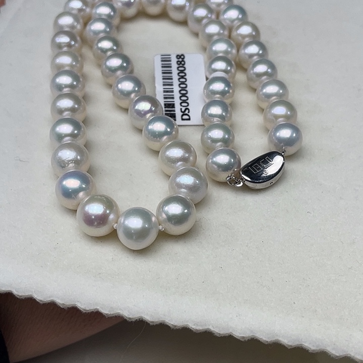 颈饰淡水珍珠银S925镶嵌卡9到10高品极光白炫澳绿炫彩毕业级
