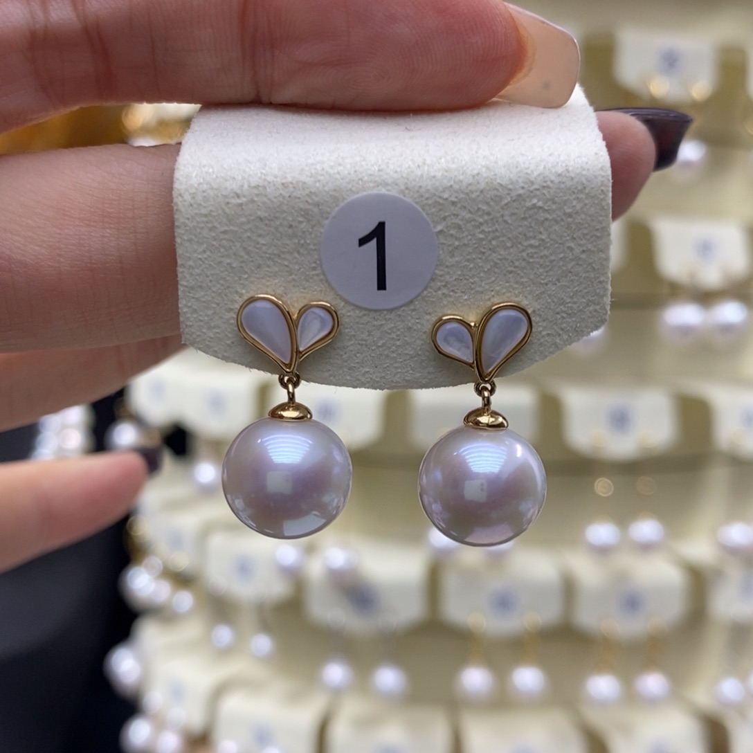 银S925镶嵌淡水珍珠耳饰
