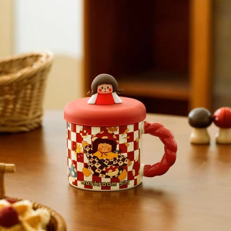 A400可爱女孩杯子红色带礼盒400ml