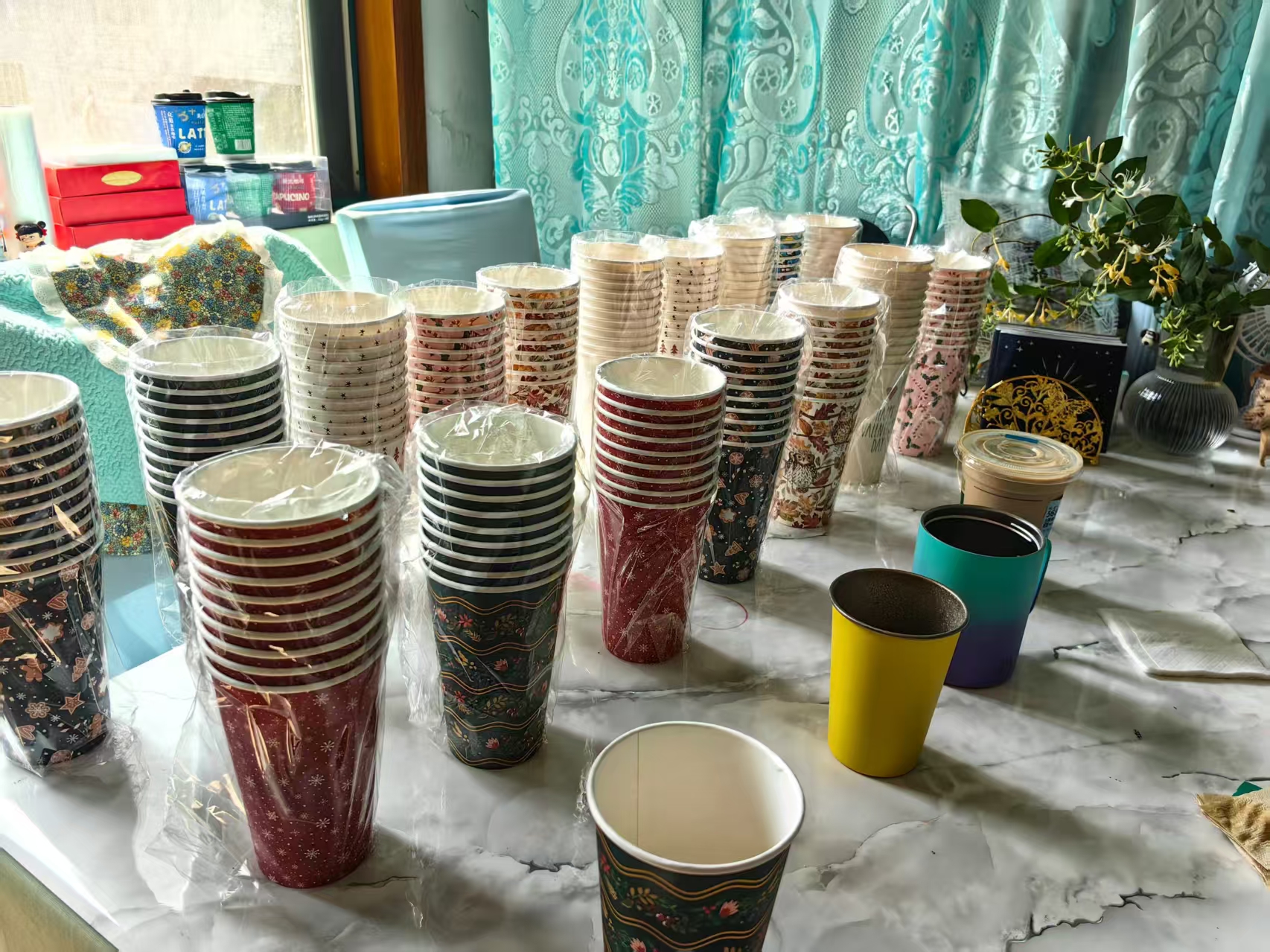 高品质一次性奶茶杯咖啡杯发200个颜色不挑 一袋一个色