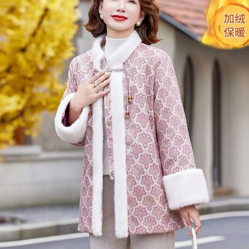 冬季新款时尚气质新中式显瘦百搭棉衣外套洋气妈妈装K5954