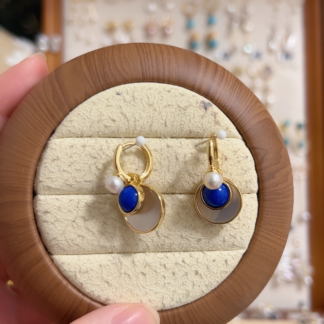 耳钉银S925镶嵌淡水珍珠