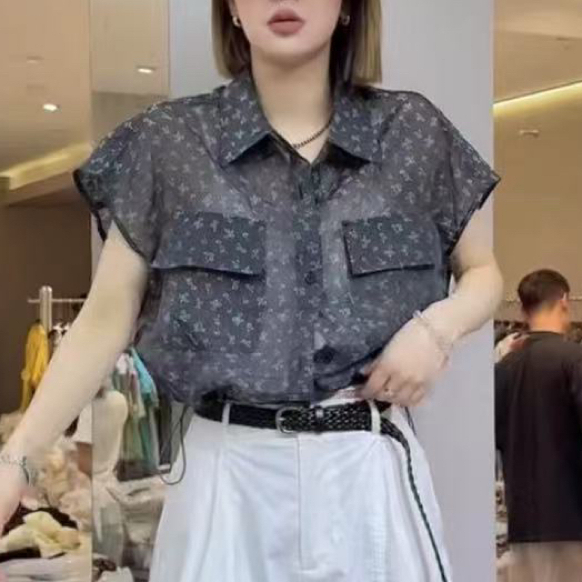薄款女性防晒少女风夏季短袖衬衫衬衣牛仔网红女装